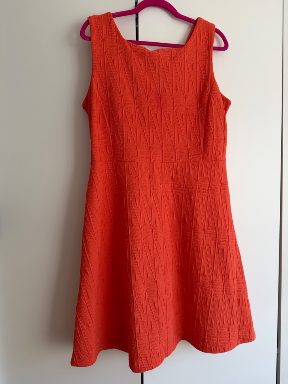 Orange Textured Sleeveless Dress